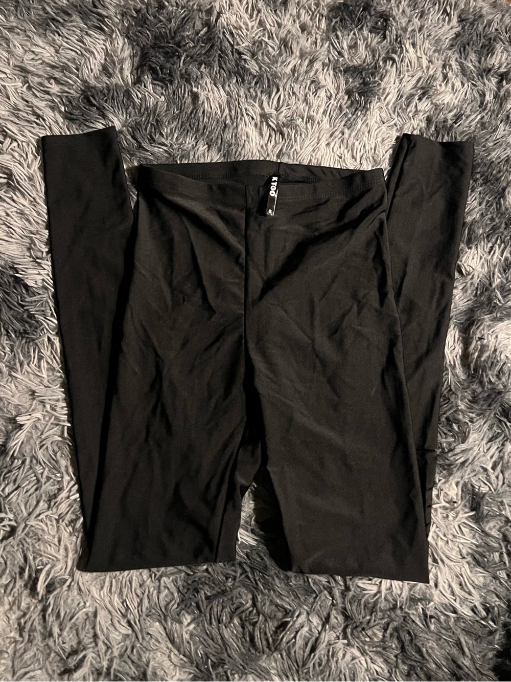 K Too High waisted black shiny leggings